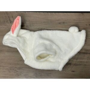 White Plush Bunny Dog Pet Costume Hoodie Hooded Outfit With Ears And Tail Size S